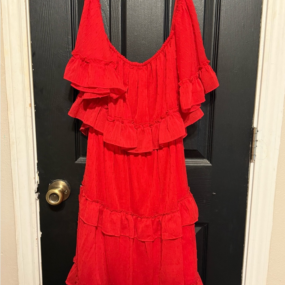 Altar'd State Red Ruffled Tiered Mini Dress